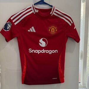 adidas Red Manchester United Home Jersey with White Accents